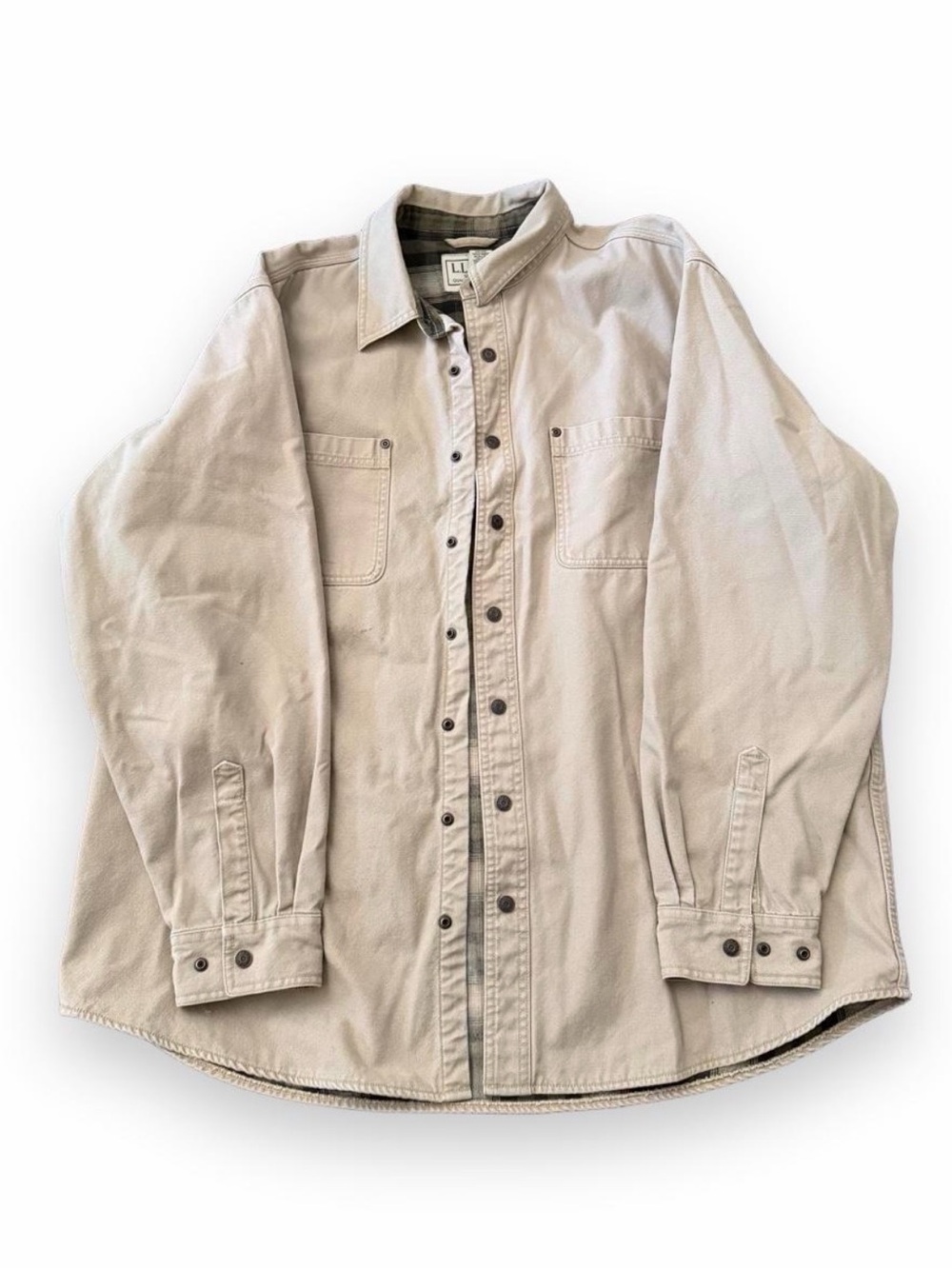 L.L. Bean Men's Light Beige Canvas Shirt Jacket
